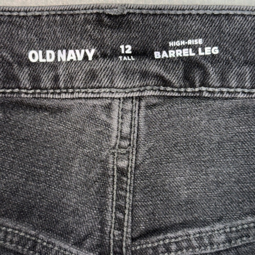 NWT Old Navy Jeans Womens 12 Tall Gray High-Rise Barrel Leg Baggy Denim - Picture 4 of 13
